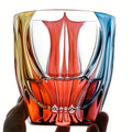 Hand-Painted Crystal Wine Glass 150ml – Czech Crystal Three-Color Luxury Short Cup for Red Wine & Whiskey – Artistic Decorative Glassware – Stylish Home Bar & Entertaining Gift