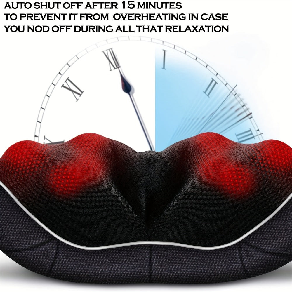 Neck Massager, Heated Shiatsu Kneading Pillow for Shoulders and Back, Portable Electric Design for Home Comfort