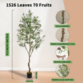 Artificial Olive Tree Indoor 5FT 6FT 7FT 8FT Potted Faux Olive Tree with Lifelike Trunk Branches Silk Leaves Fruits – Large Fake Plant for Living Room Office Home Decor