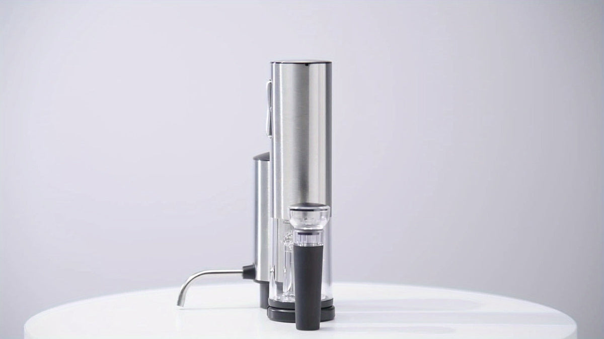 Electric Wine Opener Gift Set 7-in-1 Rechargeable Automatic Corkscrew Stainless Steel with Aerator Pourer Vacuum Stoppers Foil Cutter Storage Base