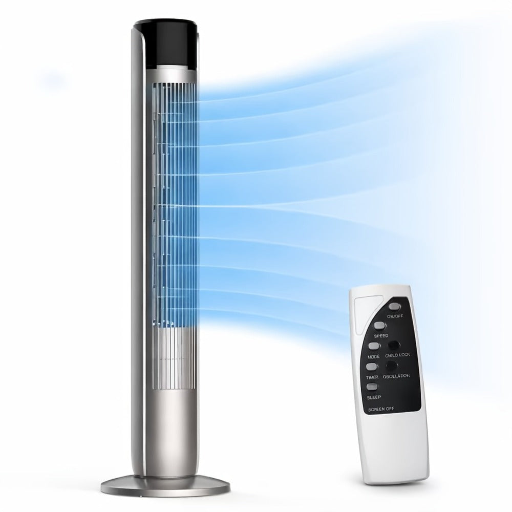 Bladeless Tower Fan with Remote Control and 12-Hour Timer for Home