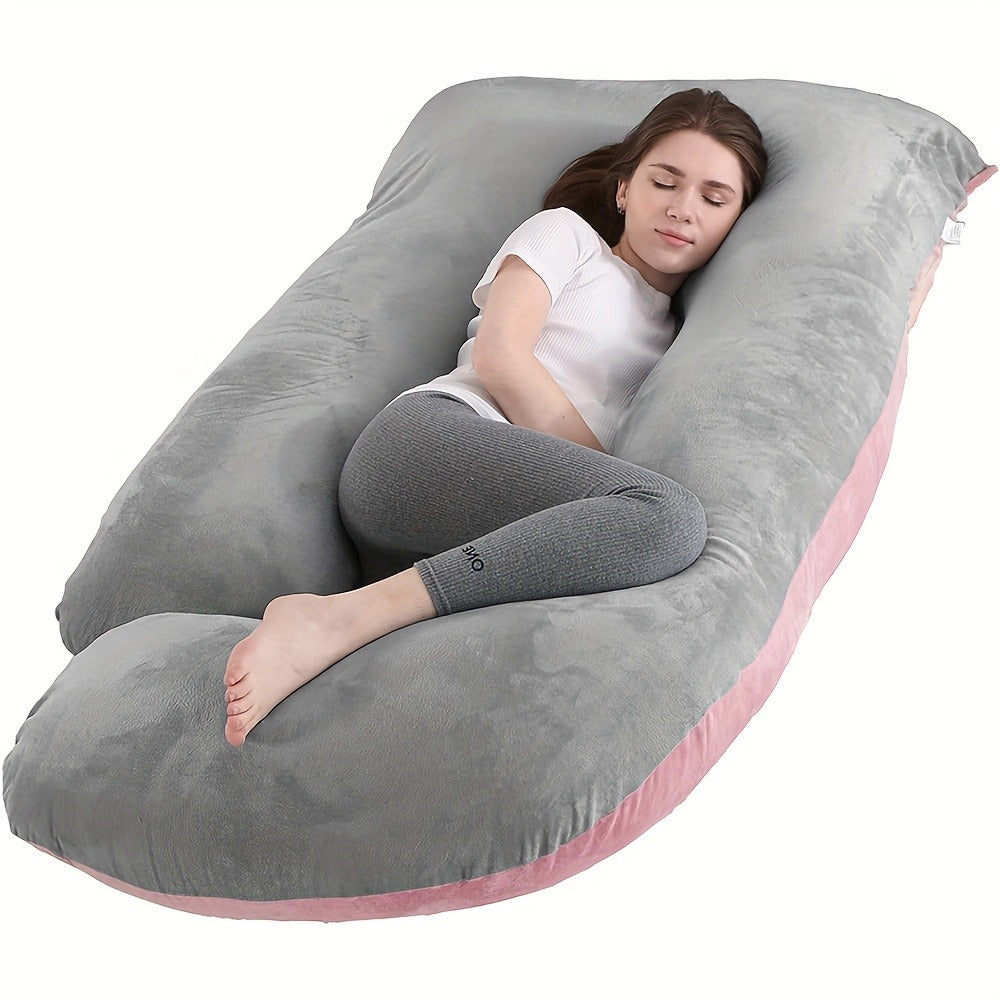 Pregnancy Pillow J-Shape 60 Inch Full Body Maternity Pillow with Velvet Cover – Back Leg Belly Support for Pregnant Women Side Sleeper Body Pillow Multiple Colors