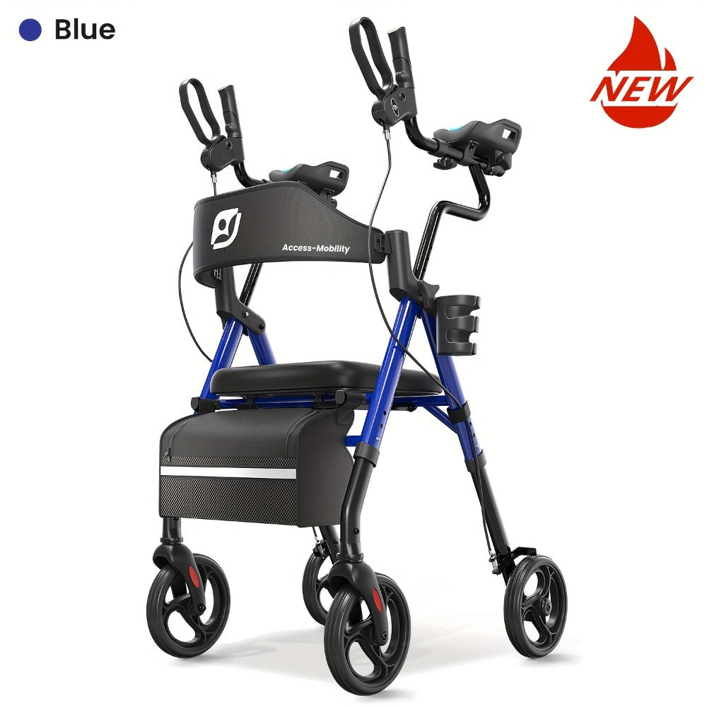 Rollator Walkers For Seniors with Ergonomic Backrest and Dual Adjustable Height