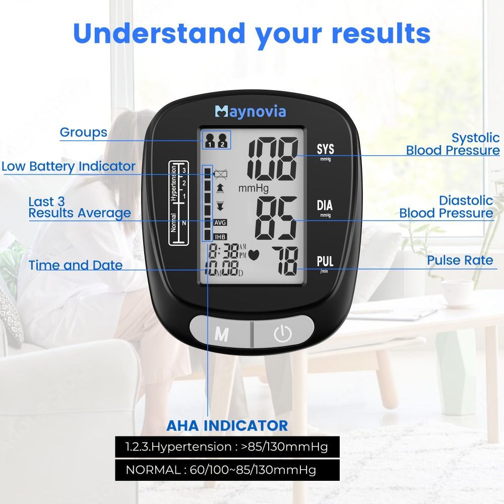 Blood Pressure Monitor, Oximeter Fingertip Digital BP Machine Home Use, Fully Automatic Hypertension Tracker