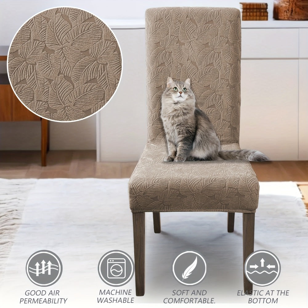 Chair Covers, Plant Print Slipcovers for Dining Room Kitchen Chairs, Elastic Parsons Chair Protector
