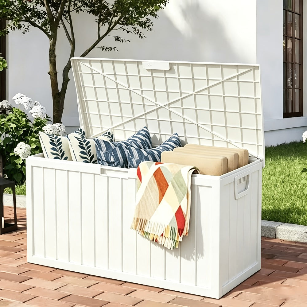 Outdoor Storage Box with Handles and Wheels for Pool Accessories