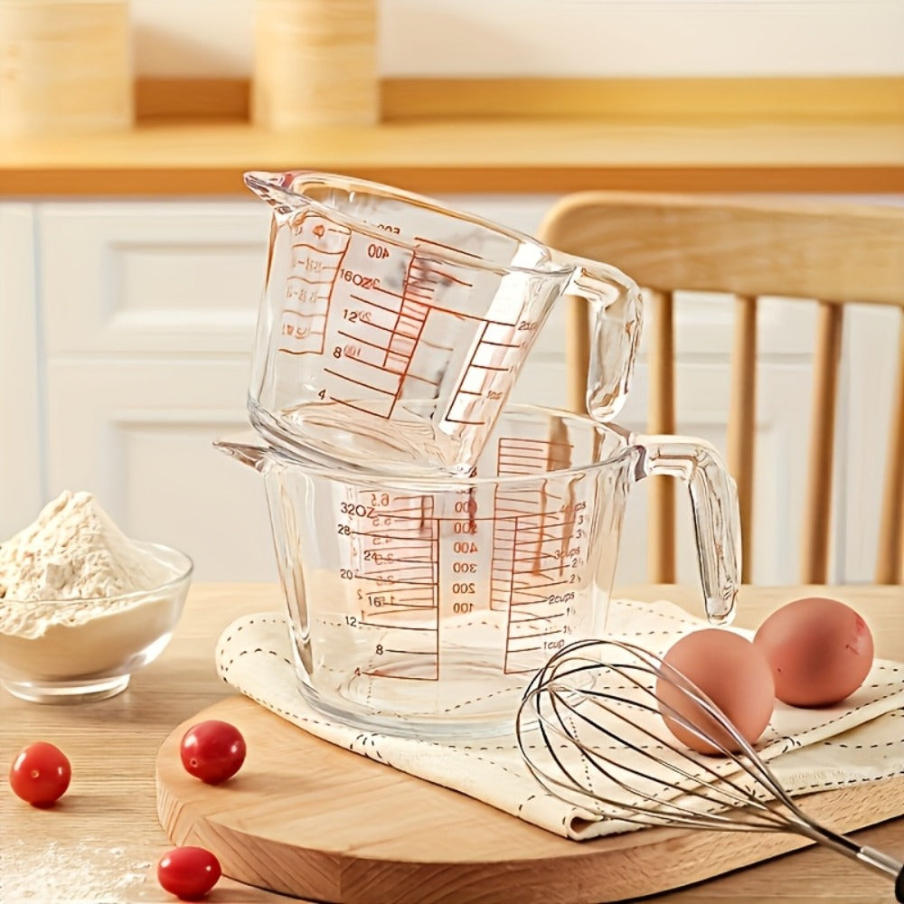 Glass Measuring Cups Set – Food Grade Borosilicate Measuring Cup with Handle & Spout, Microwave & Oven Safe, for Home Baking, Cooking & Kitchen Use, Available in 10oz, 17oz, 34oz & 3-Piece Set