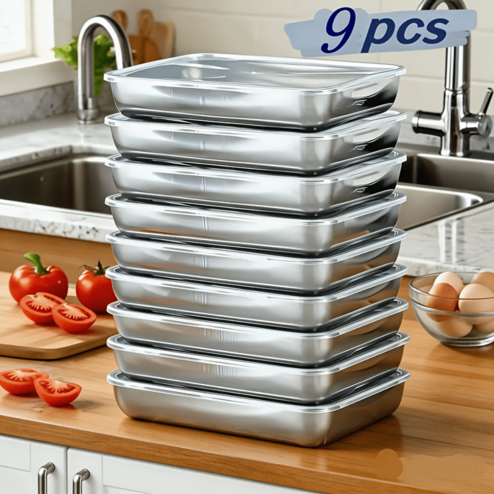 Stainless Steel Food Storage Container Set – Airtight Stackable Kitchen Containers for Meal Prep, Camping & Picnic – Fridge & Freezer Safe, Easy Clean, for Fruits, Meats & Vegetables