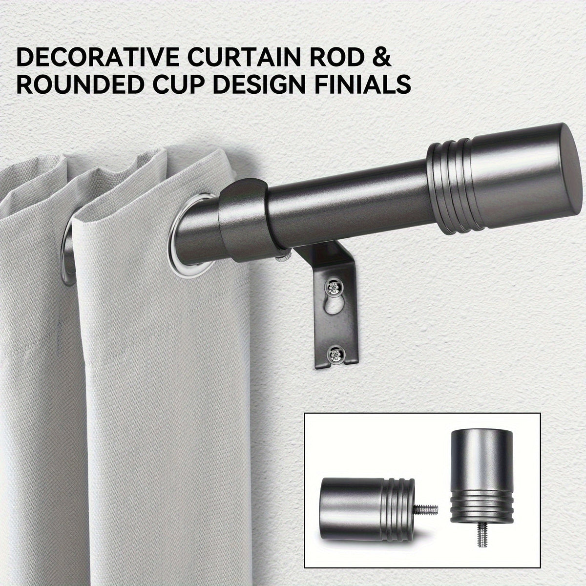 Adjustable Curtain Rods for Windows 1 Inch Diameter – Modern Decorative Drapery Rod with End Finials, 18"-45" to 36"-120" | Black, Brushed Nickel & Gold Finish