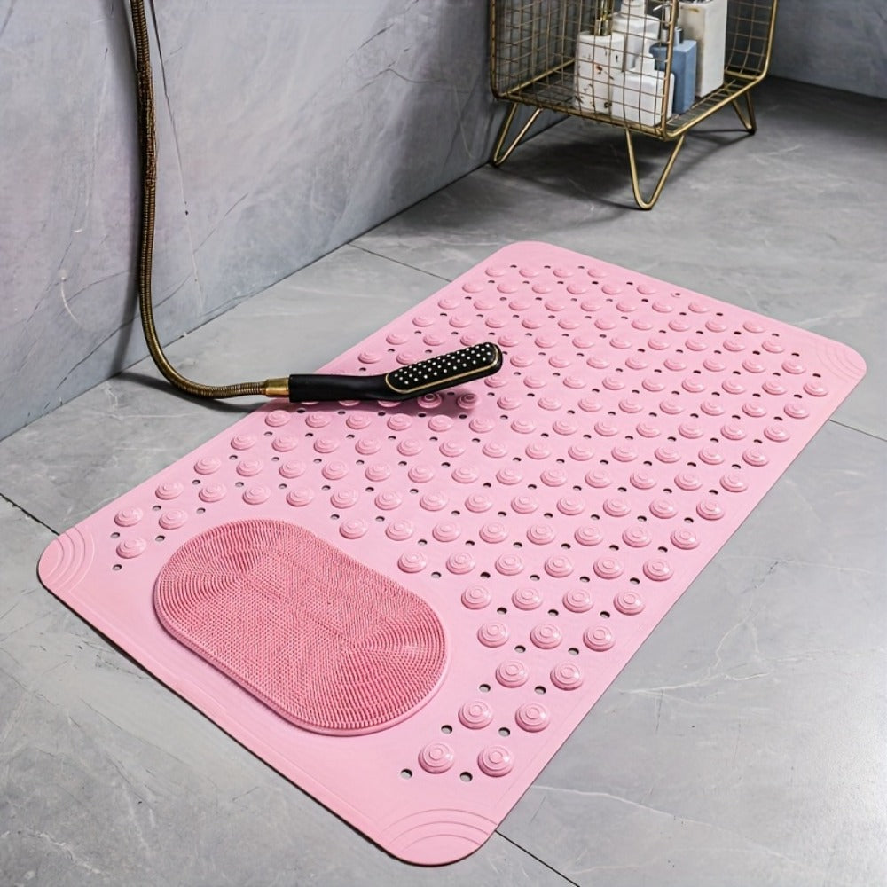 Non-Slip Bath Mat, Cushioned Shower and Tub Floor Mat with Massage Texture in Two Rectangular Sizes