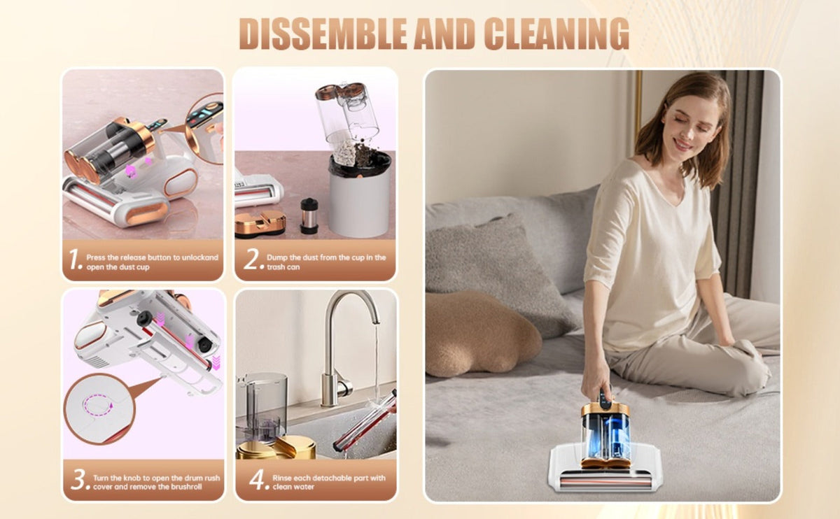 Mattress Vacuum with Cleaner 16Kpa UV Light and 80000 RPM Sonic Technology