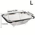 Expandable Sink Colander Stainless Steel – Over the Sink Strainer Basket with Fine Mesh & Rubber Grip, Adjustable Kitchen Drain Strainer for Vegetables, Fruits & Pasta, Small & Large Size