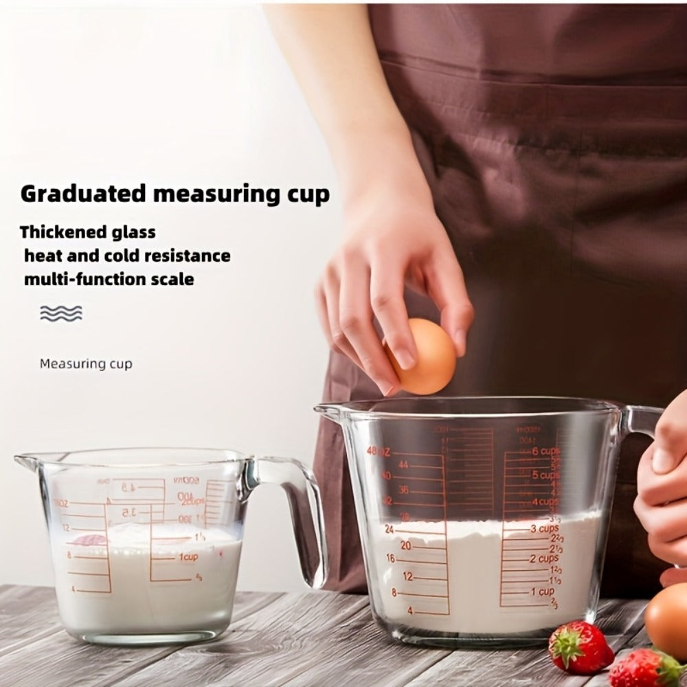 Glass Measuring Cups Set – Food Grade Borosilicate Measuring Cup with Handle & Spout, Microwave & Oven Safe, for Home Baking, Cooking & Kitchen Use, Available in 10oz, 17oz, 34oz & 3-Piece Set