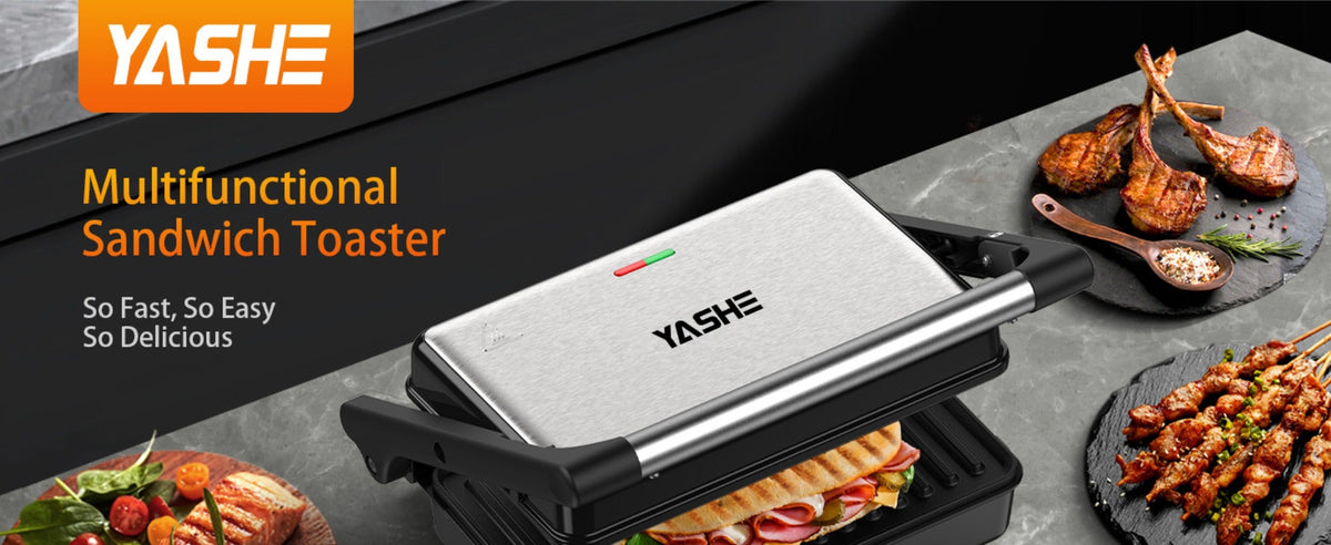 Sandwich Maker with Indicator Lights for Sandwiches Steaks Waffles