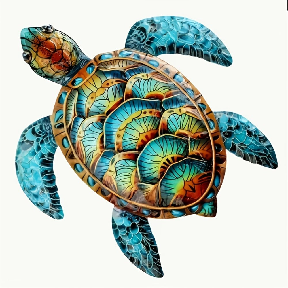 Metal Wall Art Turtle Sculpture in an Intricate Boho Swirling Pattern for Living Room Decor