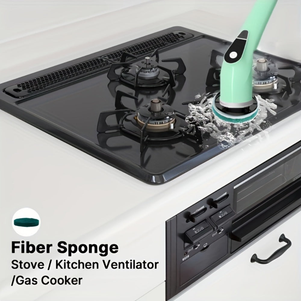 Scrubber with 9 Interchangeable Brush Heads 5 Speed Settings and 3 Extendable Handles