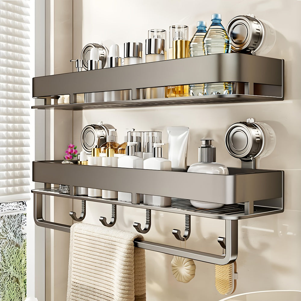 Shower Caddy, Wall-Mounted Bathroom Shelf Organizer for Shampoo Soap, Heavy-Duty Floating Shower Shelves