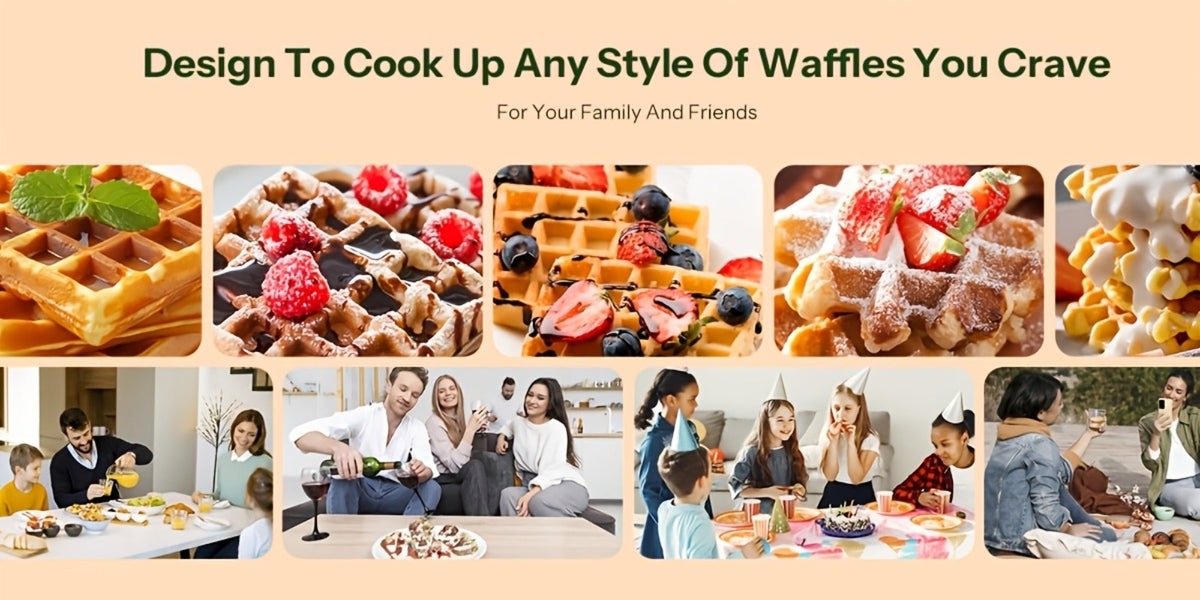 Belgian Waffle Maker 180° Rotating Flip Waffle Iron, Non-Stick Plates, Adjustable Browning Control, Removable Drip Tray, Cool Touch Handle, Stainless Steel, Space-Saving Foldable Design – Single & Double