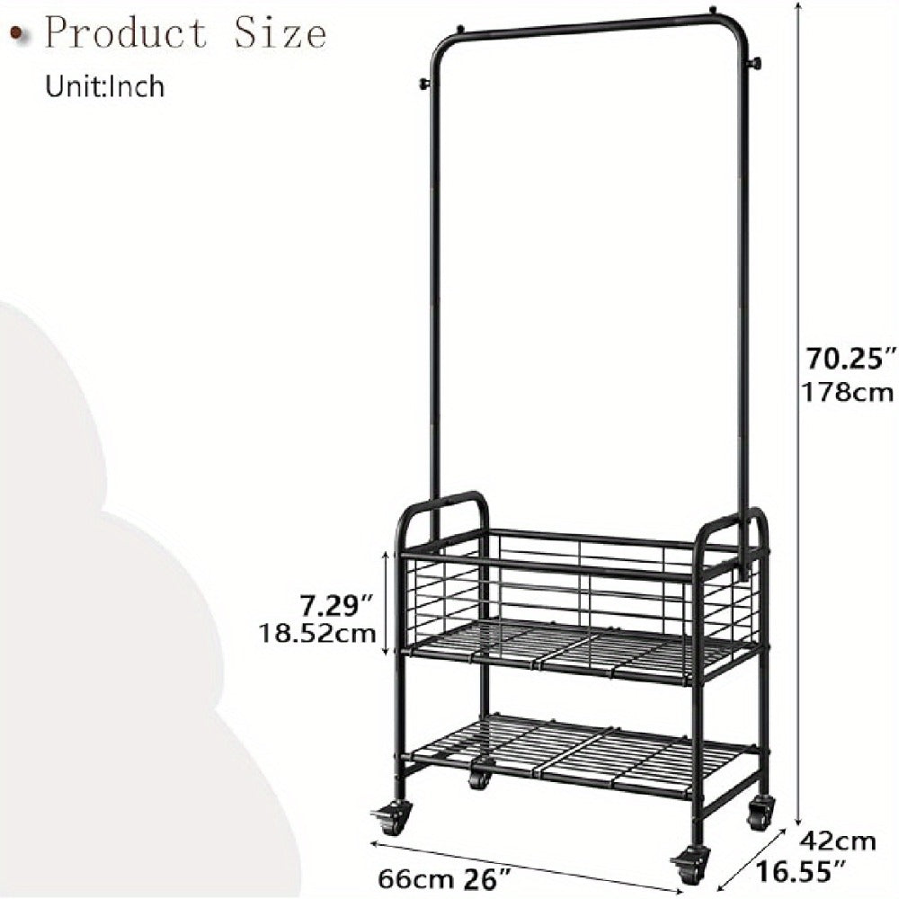 Laundry Basket, Wheels and Hanging Rack, Multifunctional Clothes Hamper for Laundry Room Bedroom Bathroom