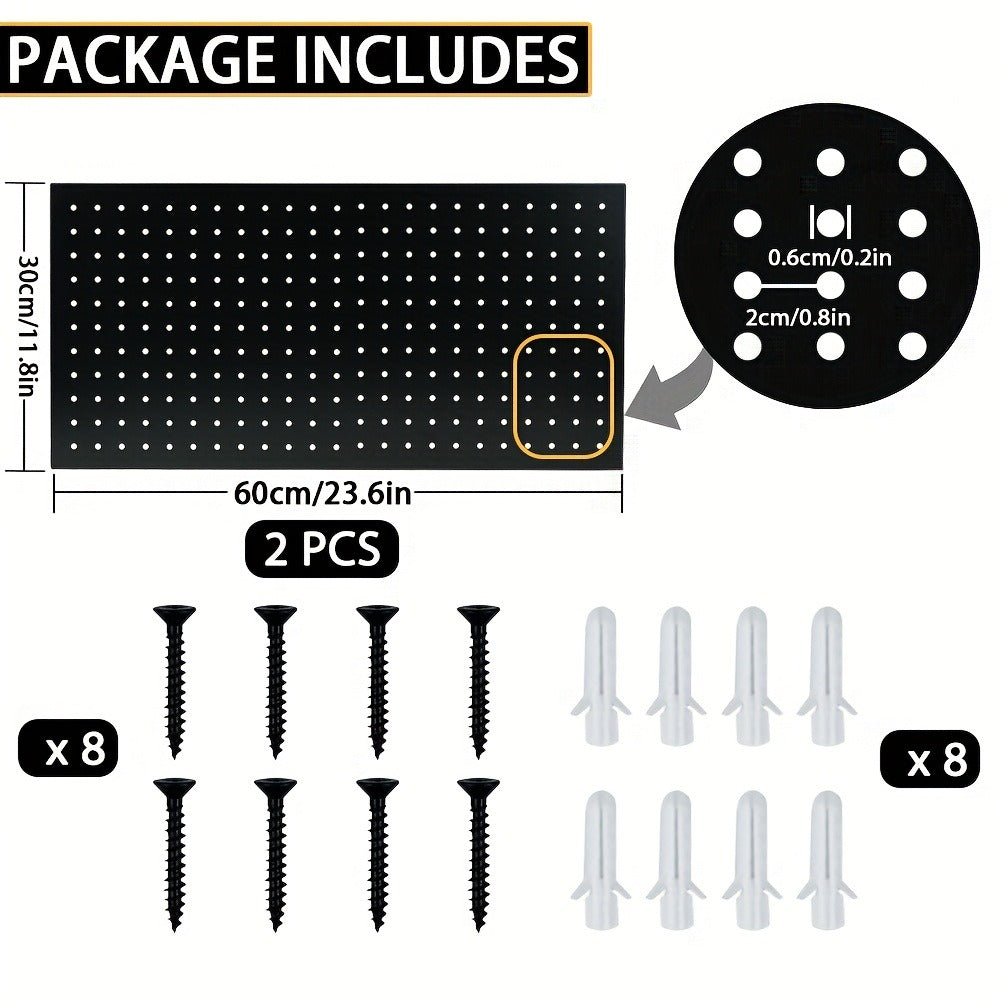 Pegboard Wall Panels in Heavy-Duty Steel, Two or Four-Pack Wall-Mounted Tool Organization for Garage Workshops