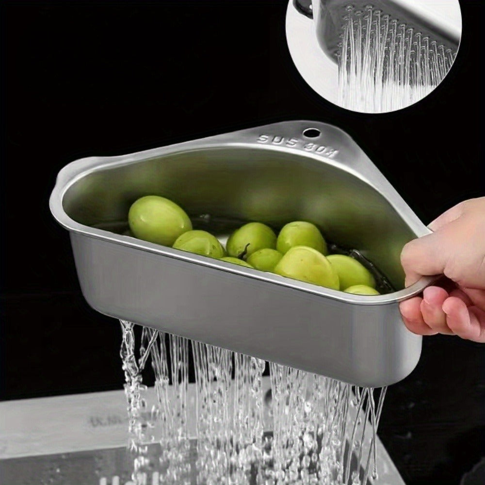 Kitchen Drain Strainer Basket 304 Stainless Steel Triangular Corner Sink Filter for Wash Basin