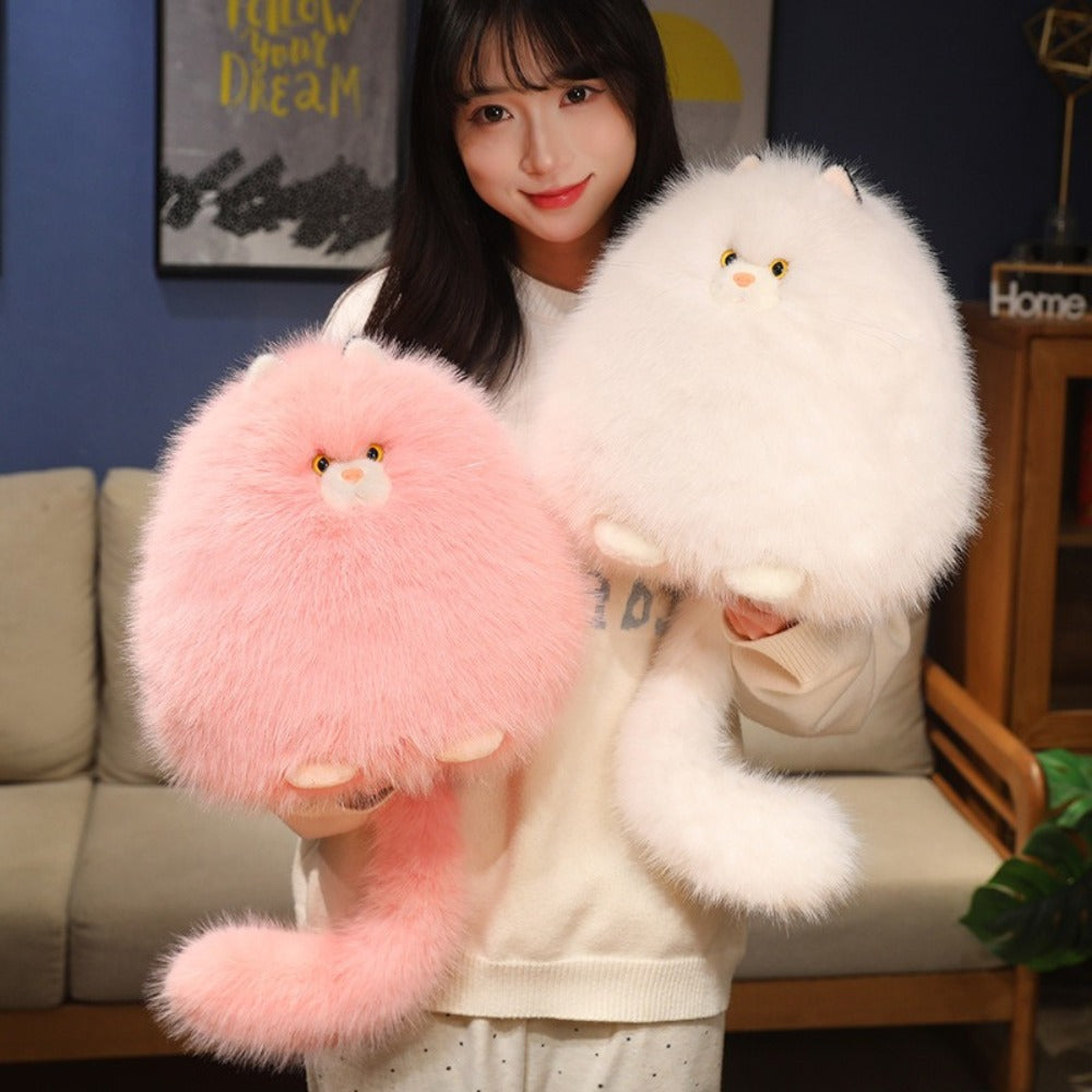 Silly Long Hair Cat Plush Pillow for Cat Lovers, Soft and Comforting for Sleep