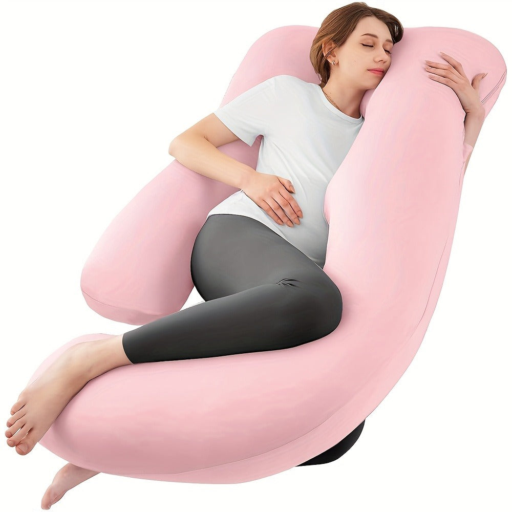 Pregnancy Pillow J-Shape 60 Inch Full Body Maternity Pillow with Velvet Cover – Back Leg Belly Support for Pregnant Women Side Sleeper Body Pillow Multiple Colors