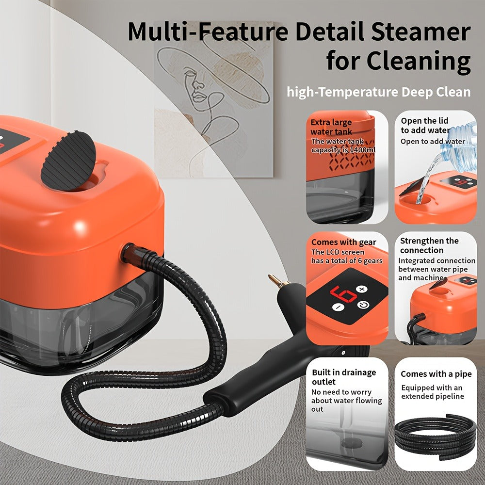 Handheld Steam Cleaner with High Pressure 9-Gear Adjustment and LCD Display