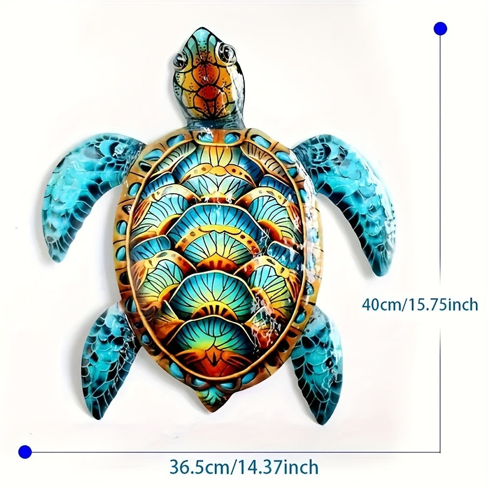 Metal Wall Art Turtle Sculpture in an Intricate Boho Swirling Pattern for Living Room Decor