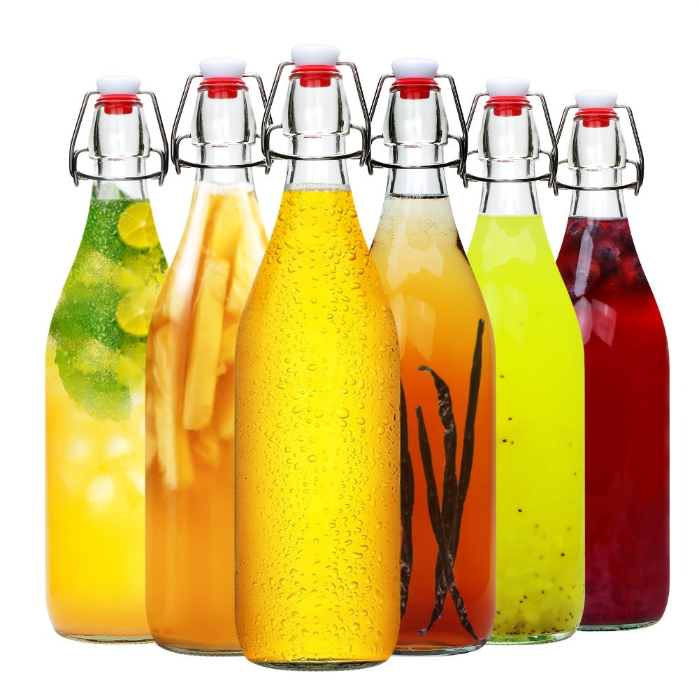 Flip Top Glass Bottles with Stopper 16oz | Airtight Swing Top Bottle for Kombucha, Juice, Vinegar, Honey, Vanilla Extract – Kitchen Storage Set