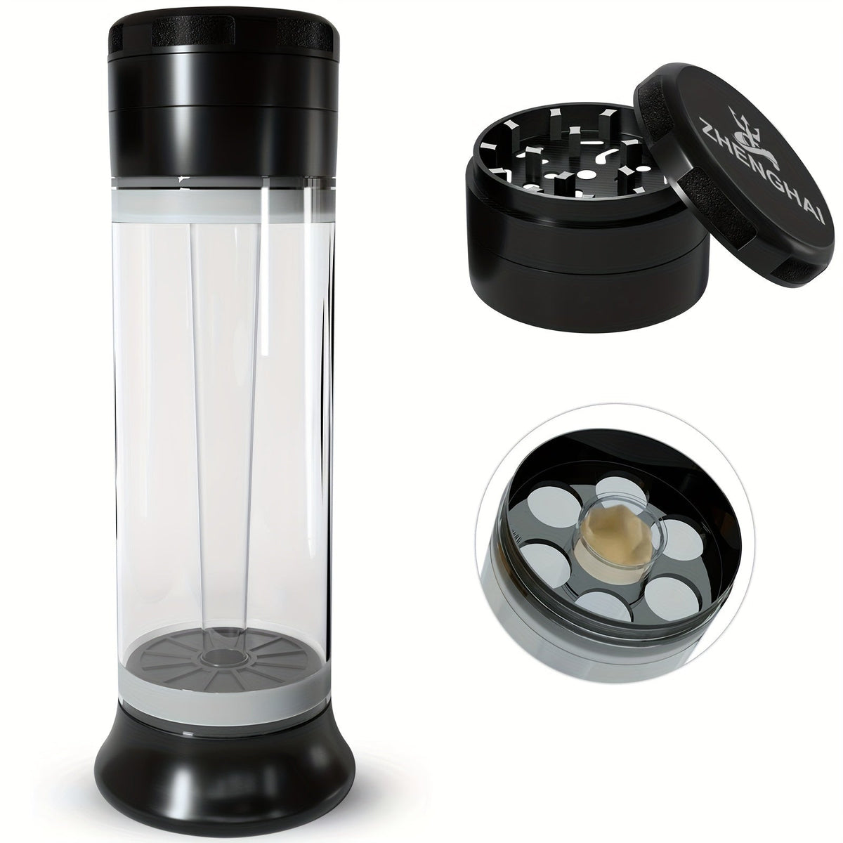 3-in-1 Zinc Alloy Spice Grinder Pre-Rolled Cone Loader 6-Hole Storage Rolling Machine Grinding Filling Storage All-in-One with Cleaning Brush Black Red Blue