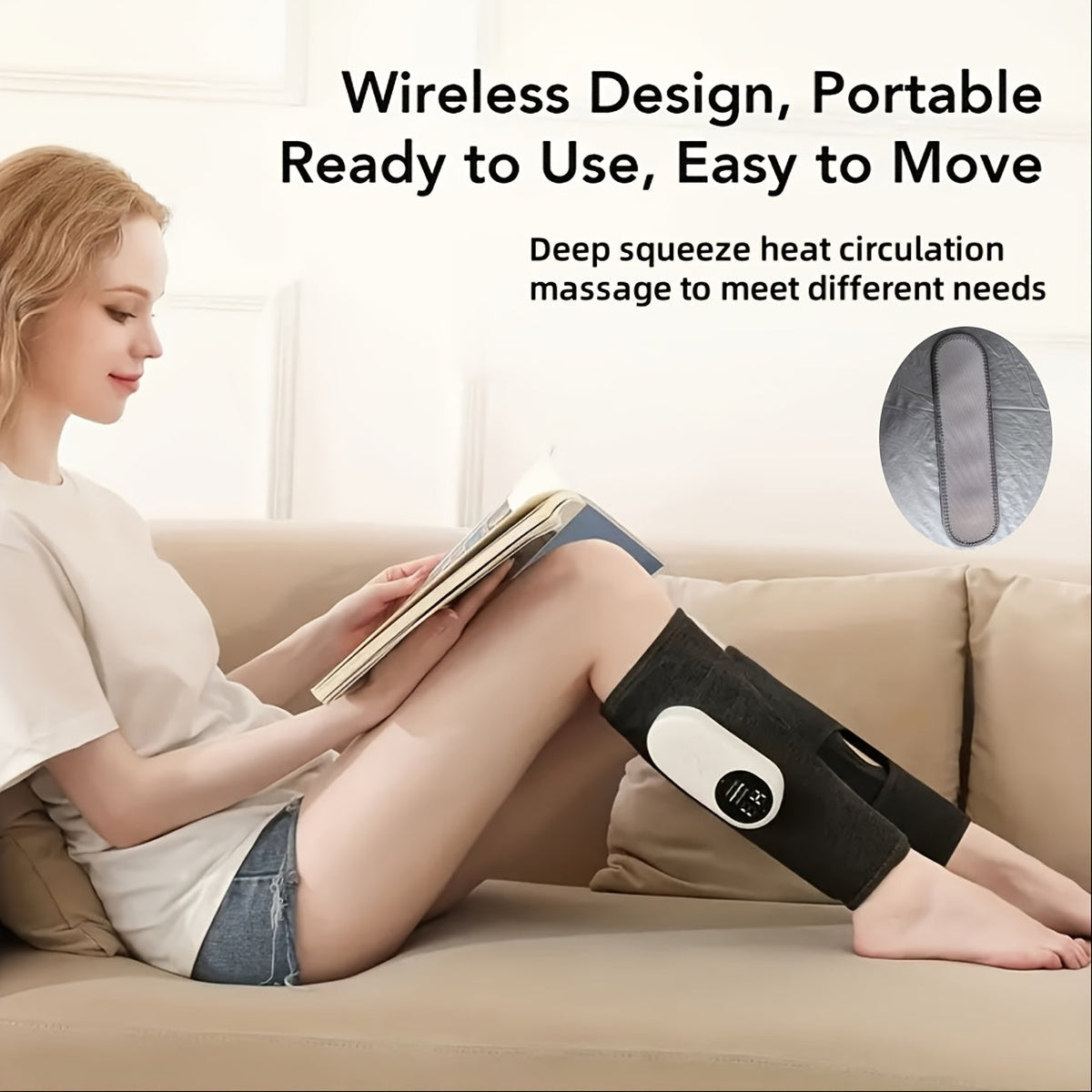 Leg Massager: Air Compression, Cordless Calf & Foot Massager with 3 Intensity Levels for Legs, Thighs