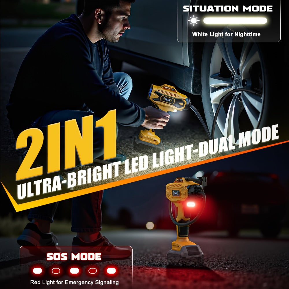 Tire Inflator, Cordless 160PSI Portable Air Compressor Compatible, DeWalt 20V / 18V Battery Digital Pressure Gauge