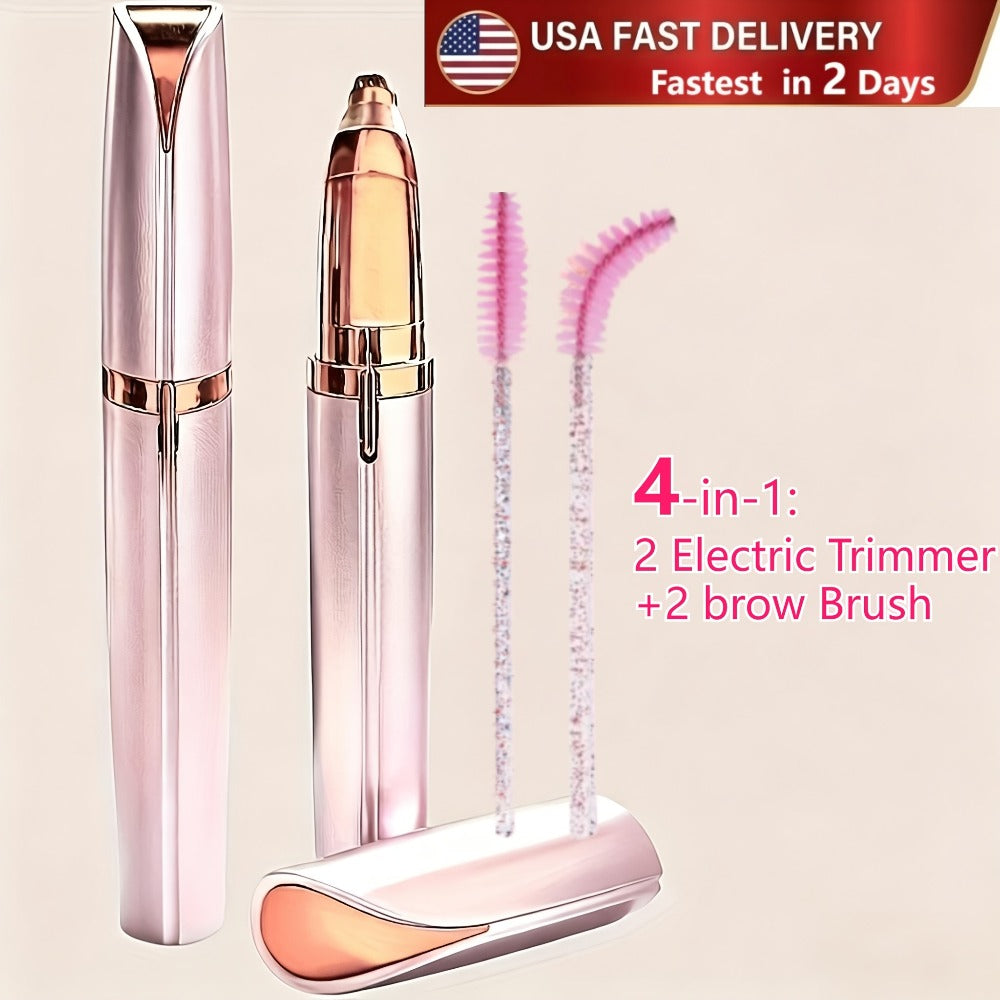Eyebrow Trimmer: Electric for Women 2 Pack, USB Rechargeable Painless Precision Eyebrow Razor Pen