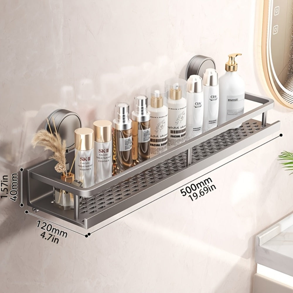 Wall-Mounted Suction Cup Shelf with Towel Hook for Shampoo and Soap Storage in the Bathroom, Shower Caddy