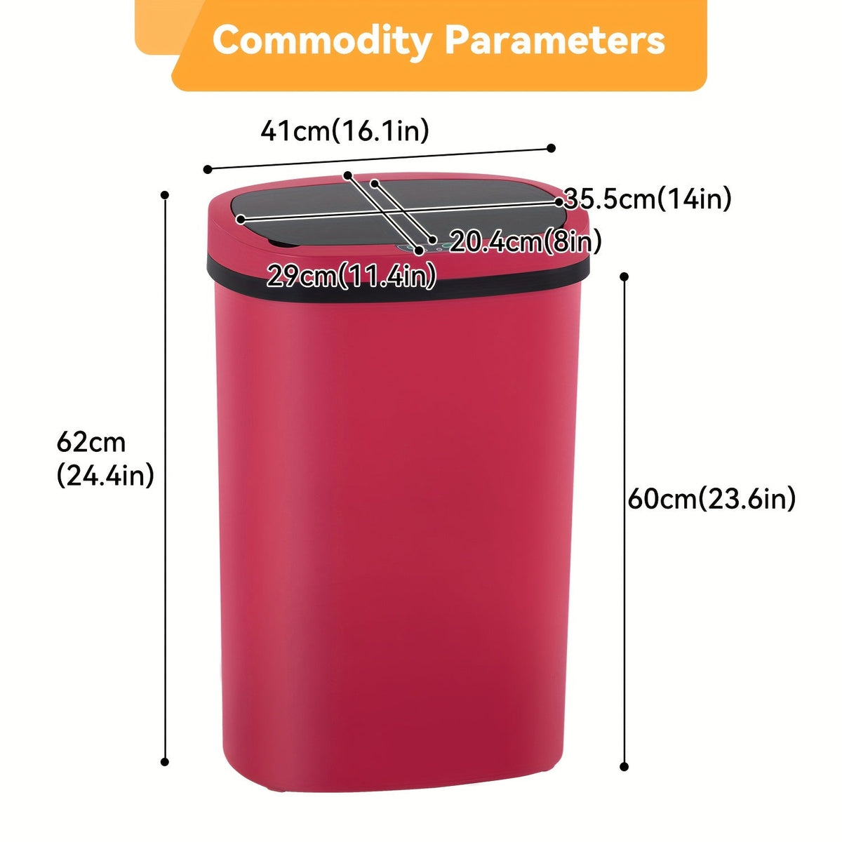 13 Gallon 50L Touchless Motion Sensor Trash Can for Kitchen and Home Office