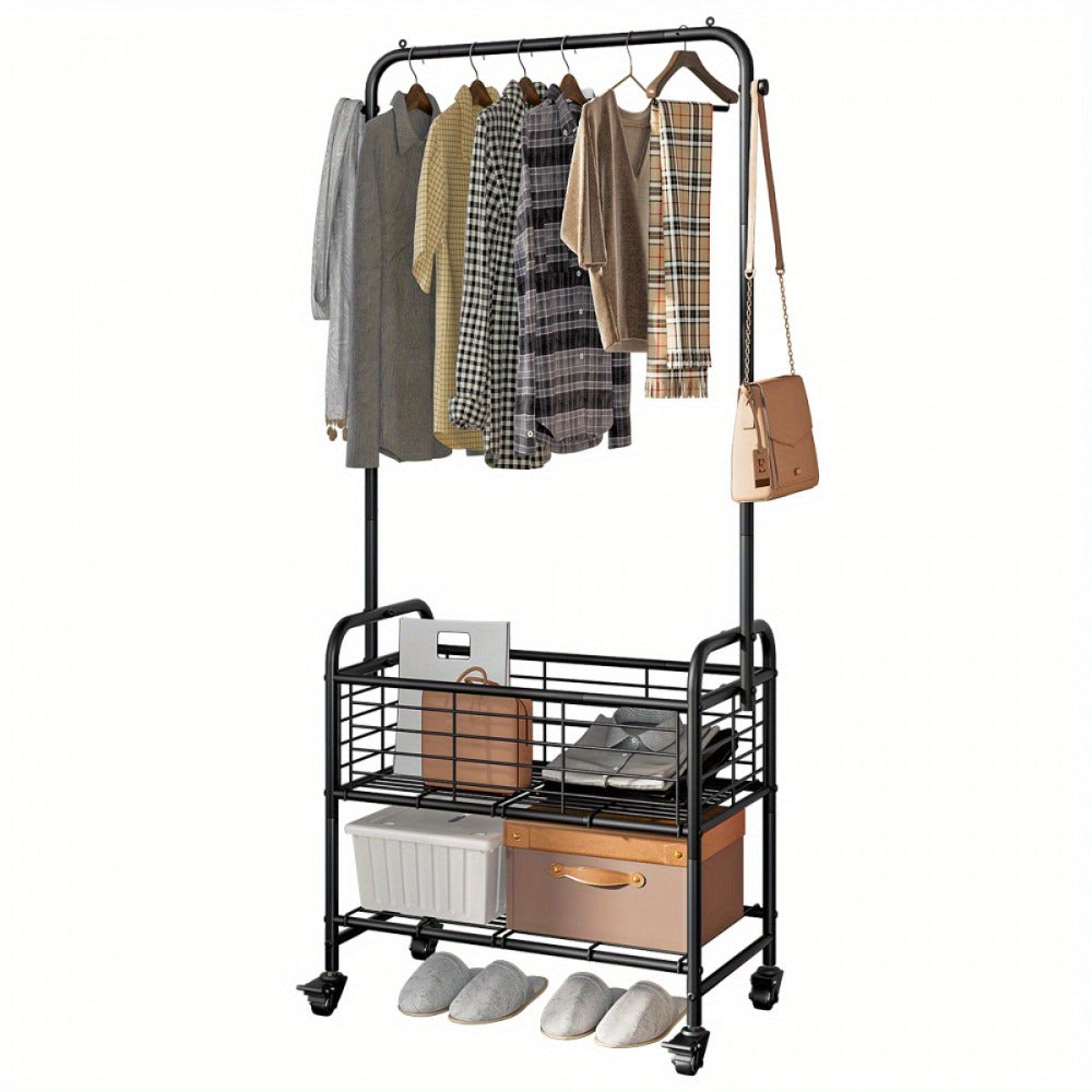 Laundry Basket, Wheels and Hanging Rack, Multifunctional Clothes Hamper for Laundry Room Bedroom Bathroom