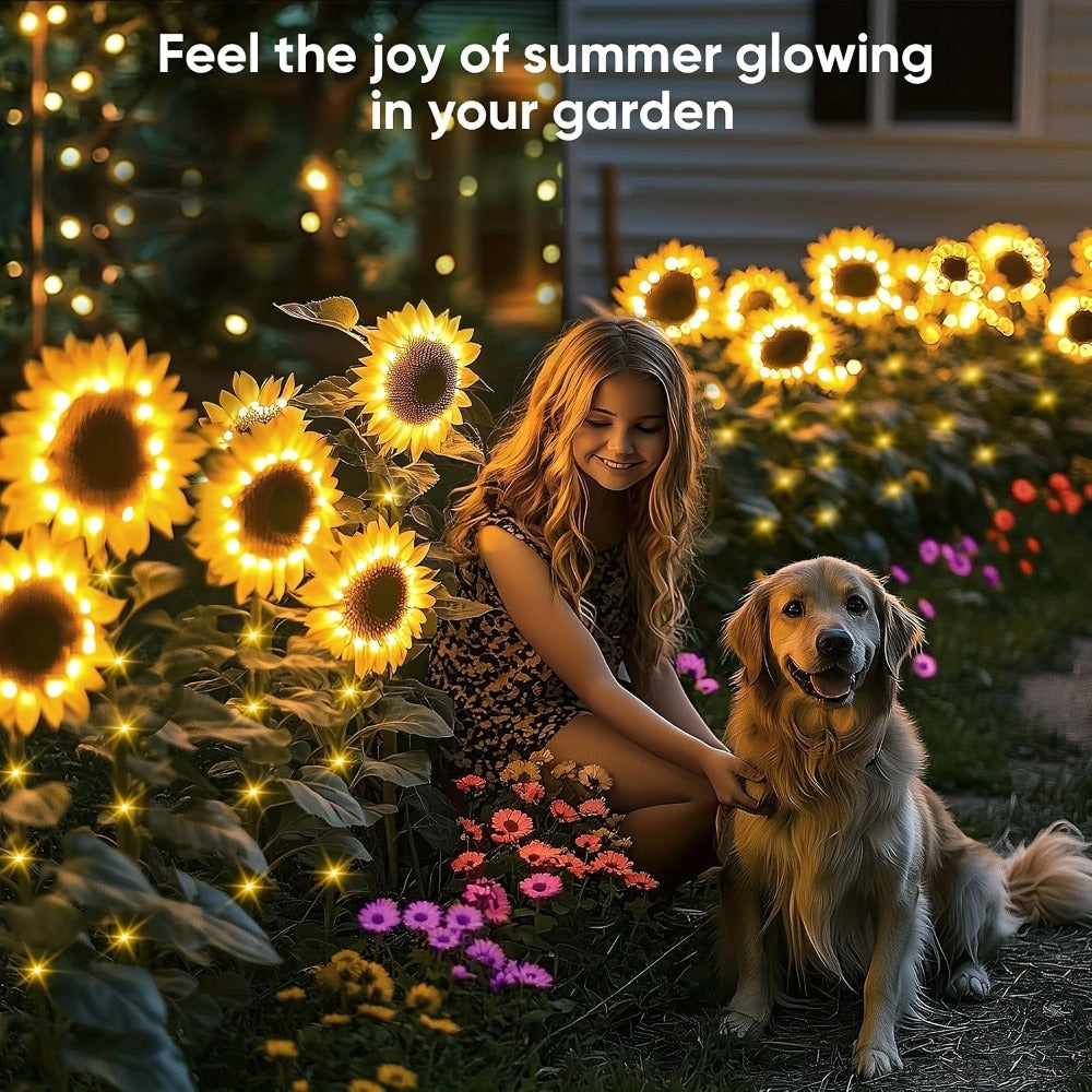 Patio Solar Sunflower Garden Stake Lights 4 Pack with 8 Clip-On Butterfly Accessories