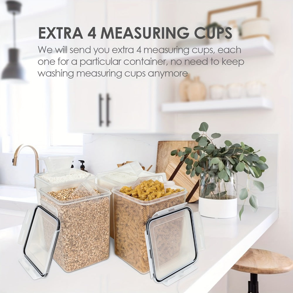 Food Storage Containers, Large Airtight Pantry Canisters 4 Pack, Lids for Flour Sugar Rice Cereal and Baking Supplies