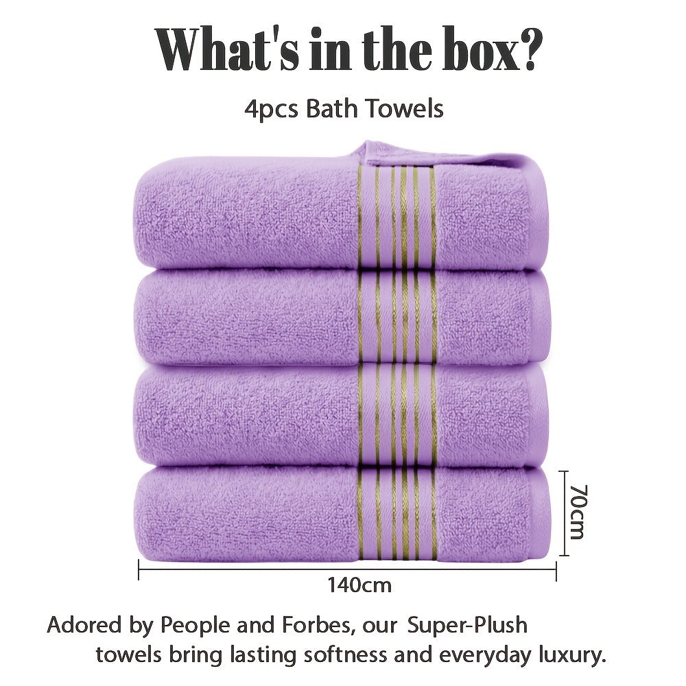 Bath Towel Set, 4-Pack 620GSM Bamboo Cotton Blend Super Soft Quick-Dry Absorbent Towels for Bathroom Spa Gym Travel