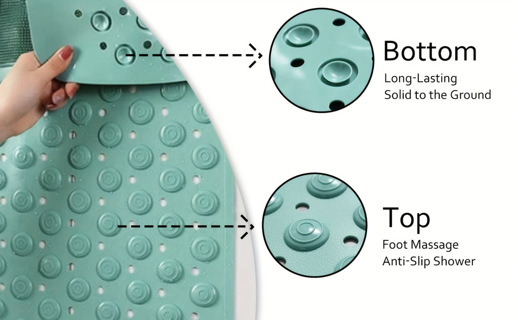 Non-Slip Bath Mat, Cushioned Shower and Tub Floor Mat with Massage Texture in Two Rectangular Sizes