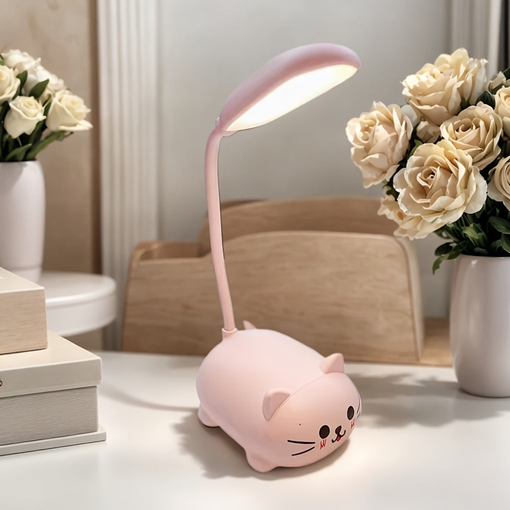 Kids Night Light in Bunny or Cat Designs, Foldable USB-Rechargeable Mini Table Lamp for Bedroom Lighting