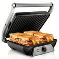 Sandwich Maker with Floating Hinge Grease Tray Temperature Control for Home Dorm Office