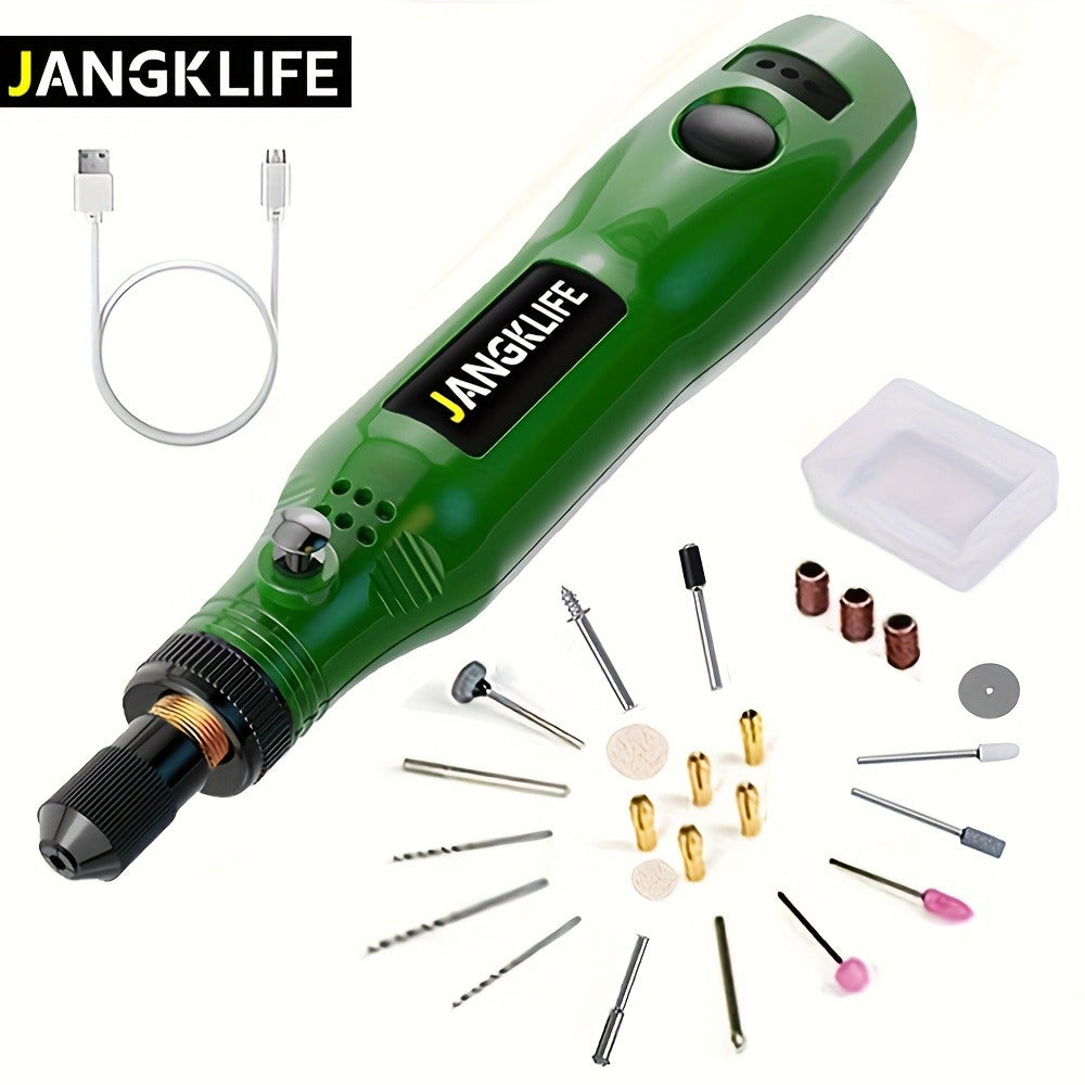 Cordless Rotary Tool Kit with USB Rechargeable Li-Ion Battery and 3-Speed 5000-15000RPM for Grinding