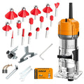 Wood Router 800W 35000 RPM Compact Electric Router Tool | 15-Piece 1/4" Bit Set for DIY Woodworking, Edge Trimming, Slotting, Carving & Contour Processing – Variable Speed Rotary Tool