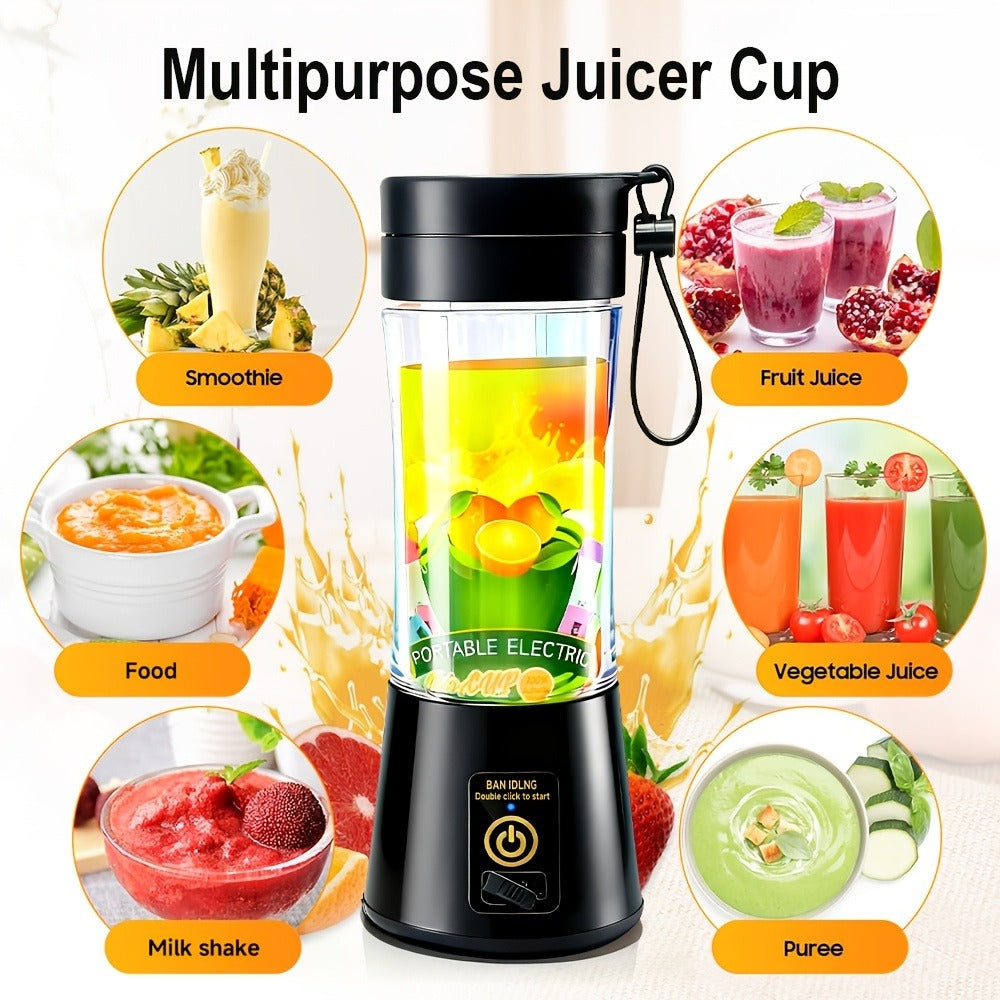 Blender Cup with USB Rechargeable 380ML and 6 Blades for Smoothies