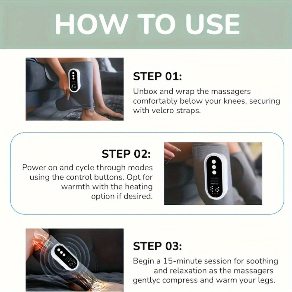 Leg Massager: Air Compression, Cordless Calf & Foot Massager with 3 Intensity Levels for Legs, Thighs