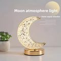 Crystal Touch Table Lamp Rechargeable – Moon & Star Dimmable LED Night Light with 3-Color Modes for Bedroom, Living Room & Christmas Decoration