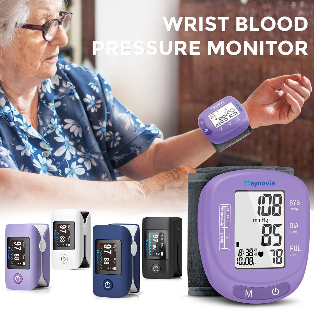 Blood Pressure Monitor, Oximeter Fingertip Digital BP Machine Home Use, Fully Automatic Hypertension Tracker