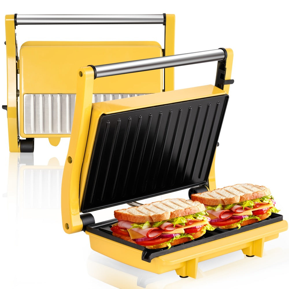 Sandwich Maker with Floating Hinge Grease Tray Temperature Control for Home Dorm Office